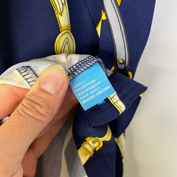 J.McLaughlin Chain Print Dress XS Navy Gold Nautical Equestrian Brunch Preppy - Picture 9 of 10